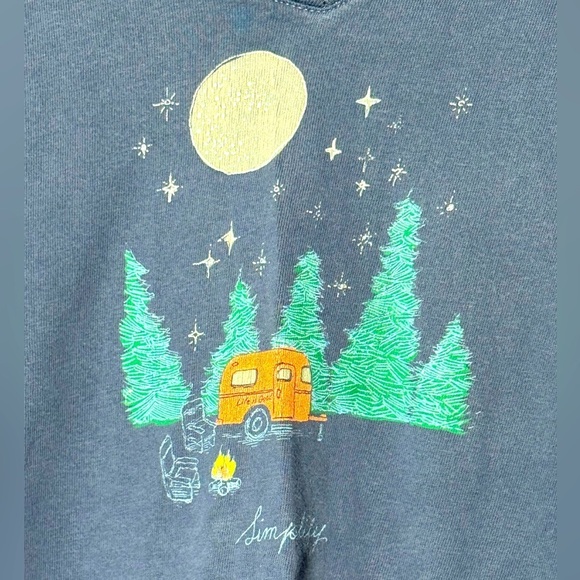 Life is Good Crusher Tee V-Neck Long Sleeve Camping Tee "Simplify" *Flaw* - Picture 4 of 6